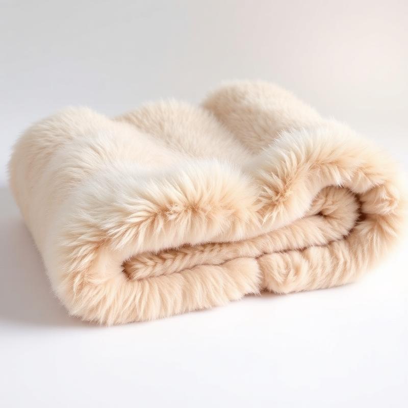 ORINOVA light beige cozy faux fur throw blanket